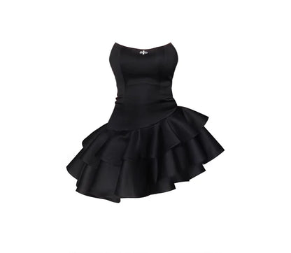 Beaira Cute A line Strapless Black Homecoming Dresses Short Satin Birthday Outfits