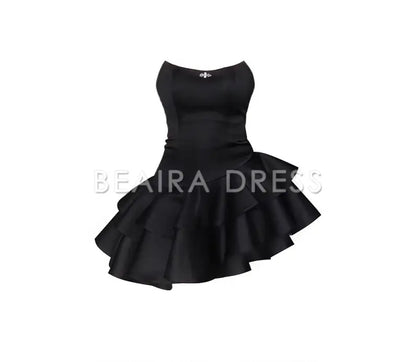 Beaira Cute A line Strapless Black Homecoming Dresses Short Satin Birthday Outfits
