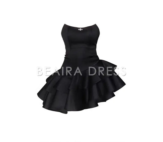 Beaira Cute A line Strapless Black Homecoming Dresses Short Satin Birthday Outfits