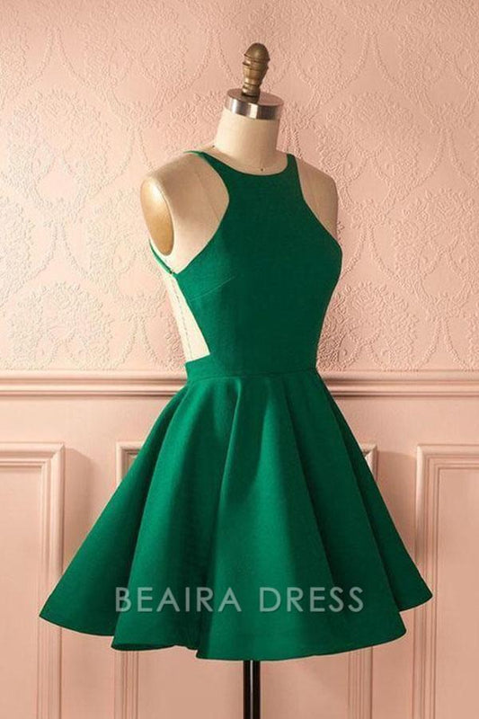 Beaira Cute Hunter Green Backless Short Homecoming Dress Party Dress formal wear dresses