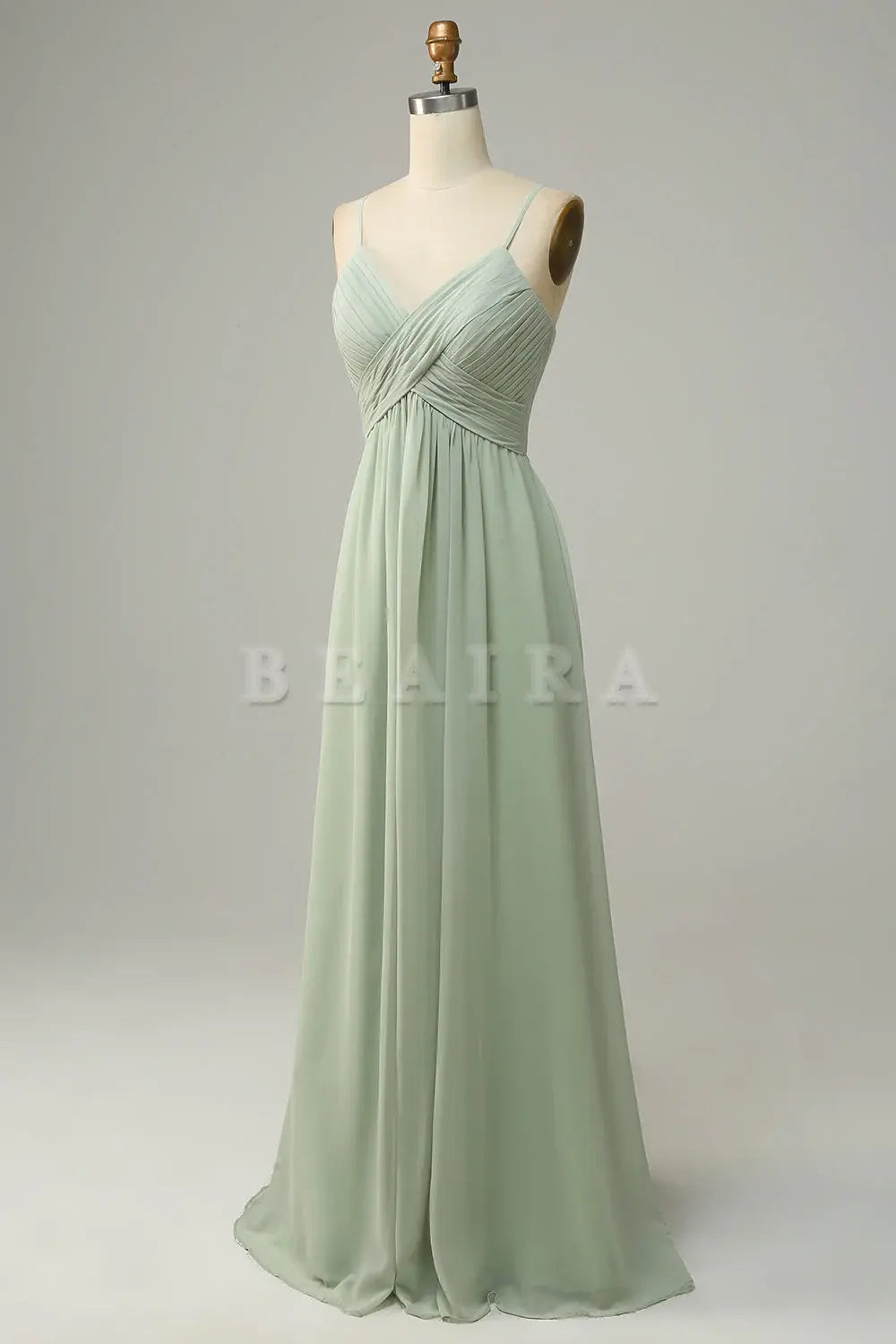 Beaira Dusty Sage A Line Spaghetti Straps Chiffon Bridesmaid Dress with Sleeveless Bridesmaid dress shop