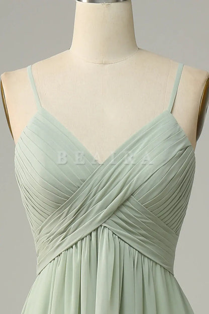 Beaira Dusty Sage A Line Spaghetti Straps Chiffon Bridesmaid Dress with Sleeveless Bridesmaid dress shop