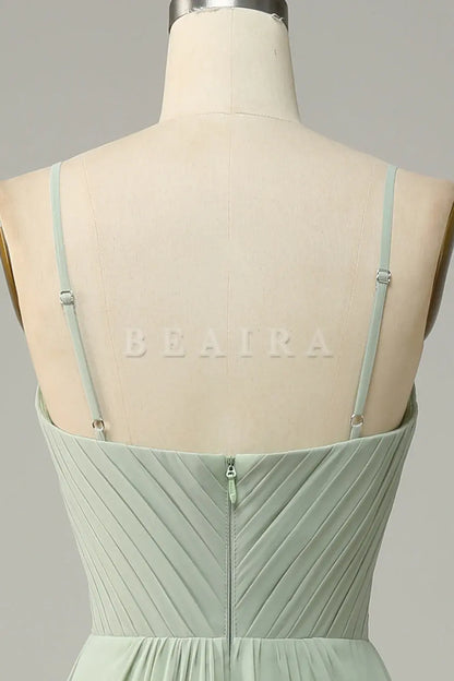 Beaira Dusty Sage A Line Spaghetti Straps Chiffon Bridesmaid Dress with Sleeveless Bridesmaid dress shop