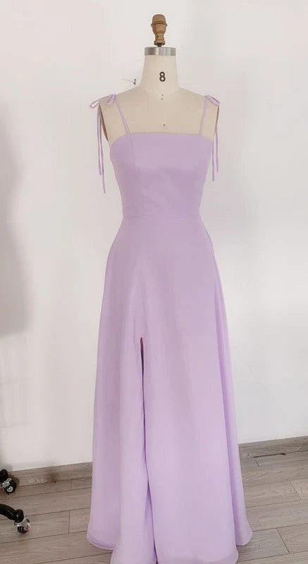 Spaghetti Straps Square Sleeveless A-Line Zipper Floor-Length Long Prom Dresses