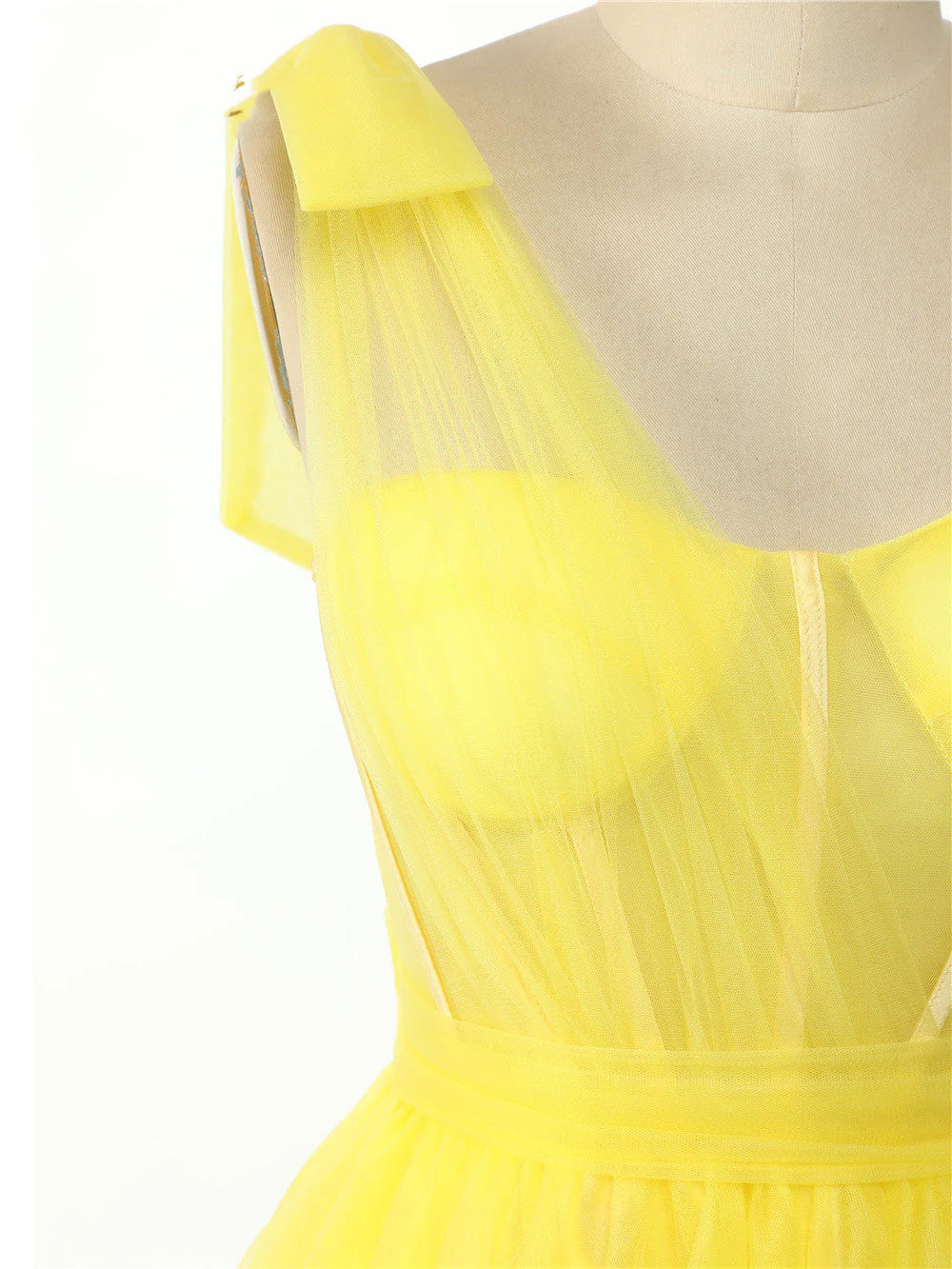 Elegant One Shoulder Sweetheart Long Pleated Tulle Boned High Split Elegant Prom Dress