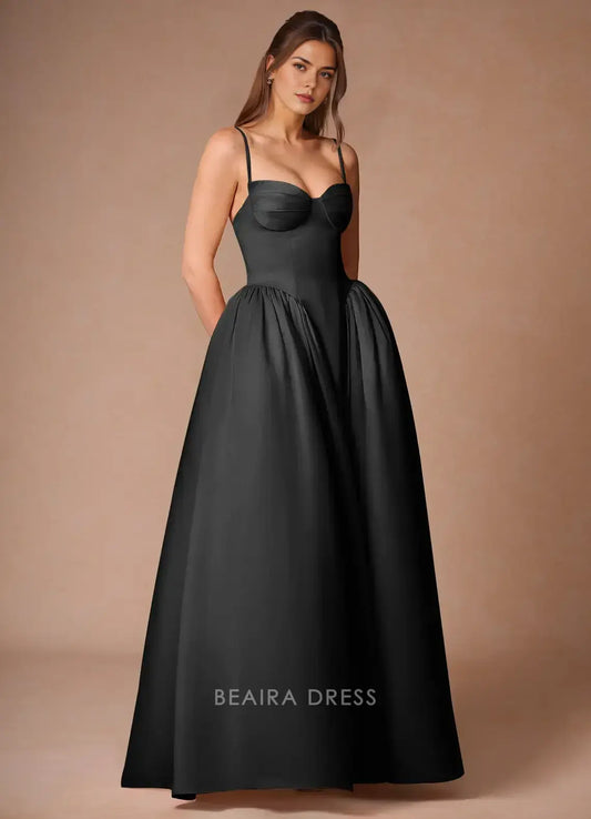 Elegant A-Line Spaghetti Strap Ball Gown Floor-Length Maxi Dress Prom Dress