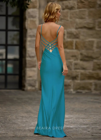 Elegant Haloed Trumpet/Mermaid V Neck Sweep Train Jersey Prom Dress with Hollow-out