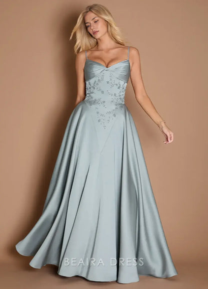 Elegant Spaghetti Strap Embellished Ball Gown Maxi Dress Prom Dress