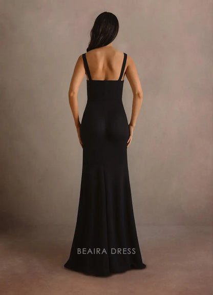Elegant Square Neck Sleeveless Maxi Dress with Side Slit Prom Dress