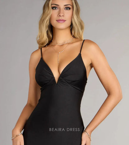 Gorgeous Spaghetti Strap Plunge V-Neck High Slit Mermaid Maxi Dress Prom Dress