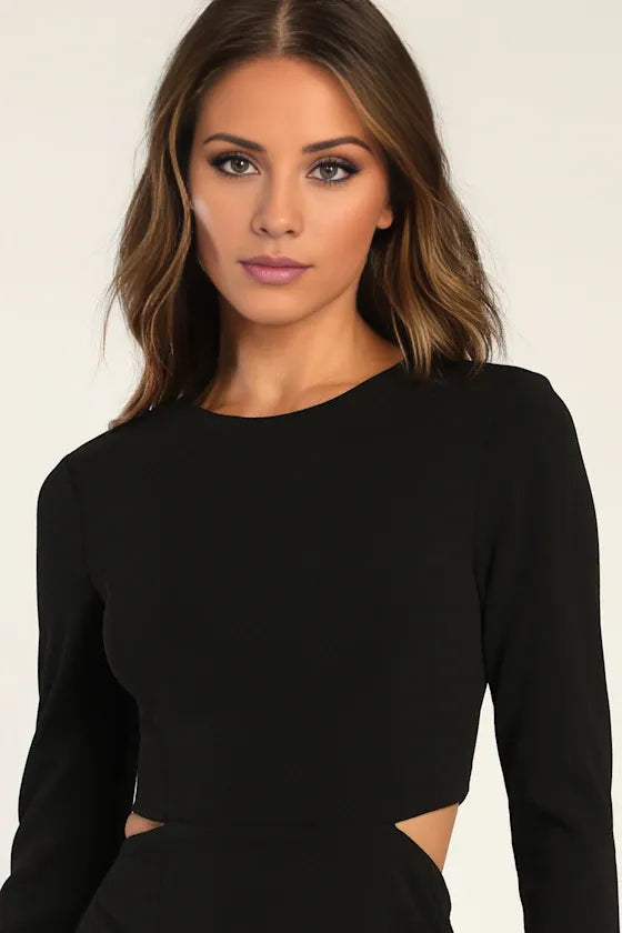 Gorgeous for women Long Sleeve Cutout High-Slit Mermaid Maxi Dress Prom Dress