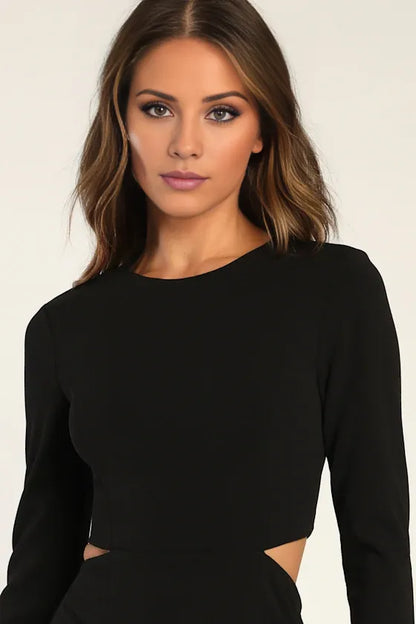 Gorgeous for women Long Sleeve Cutout High-Slit Mermaid Maxi Dress Prom Dress