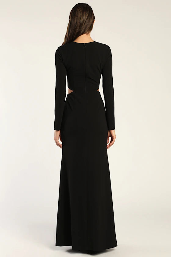 Gorgeous for women Long Sleeve Cutout High-Slit Mermaid Maxi Dress Prom Dress