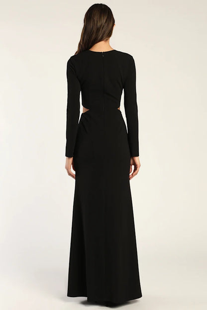 Gorgeous for women Long Sleeve Cutout High-Slit Mermaid Maxi Dress Prom Dress
