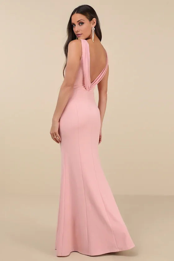 Gorgeous for women Sleeveless Round Neck Open-Back Mermaid Maxi Dress Prom Dress