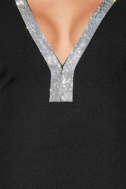 Gorgeous for women Sleeveless Sequin-Trimmed Plunging V-Mermaid Maxi Dress Prom Dress