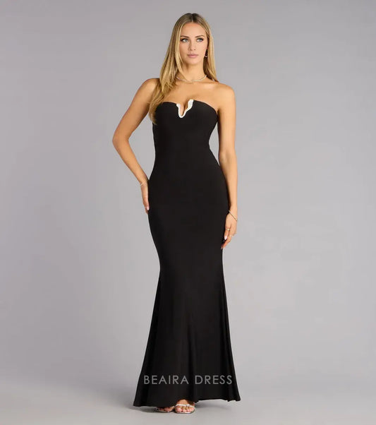 Gorgeous for women Strapless Keyhole Cutout Open Back Mermaid Maxi Dress Prom Dress