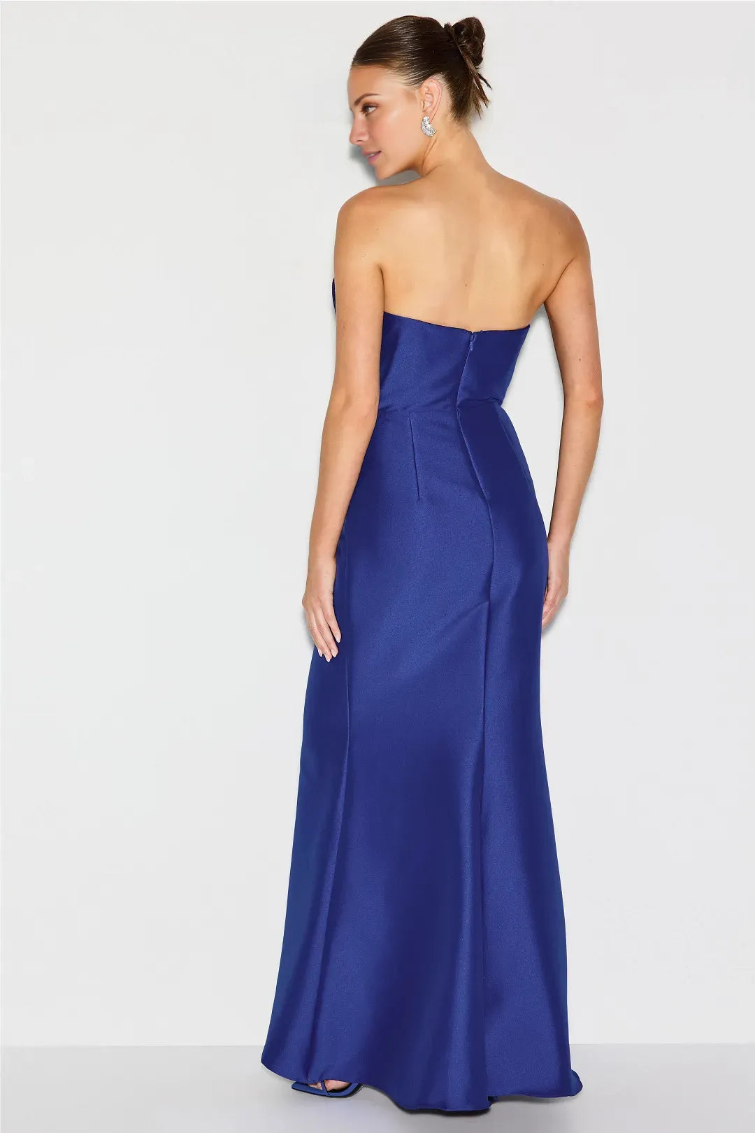 Gorgeous for women Strapless Pleated Bodice Satin Mermaid Maxi Dress Prom Dress