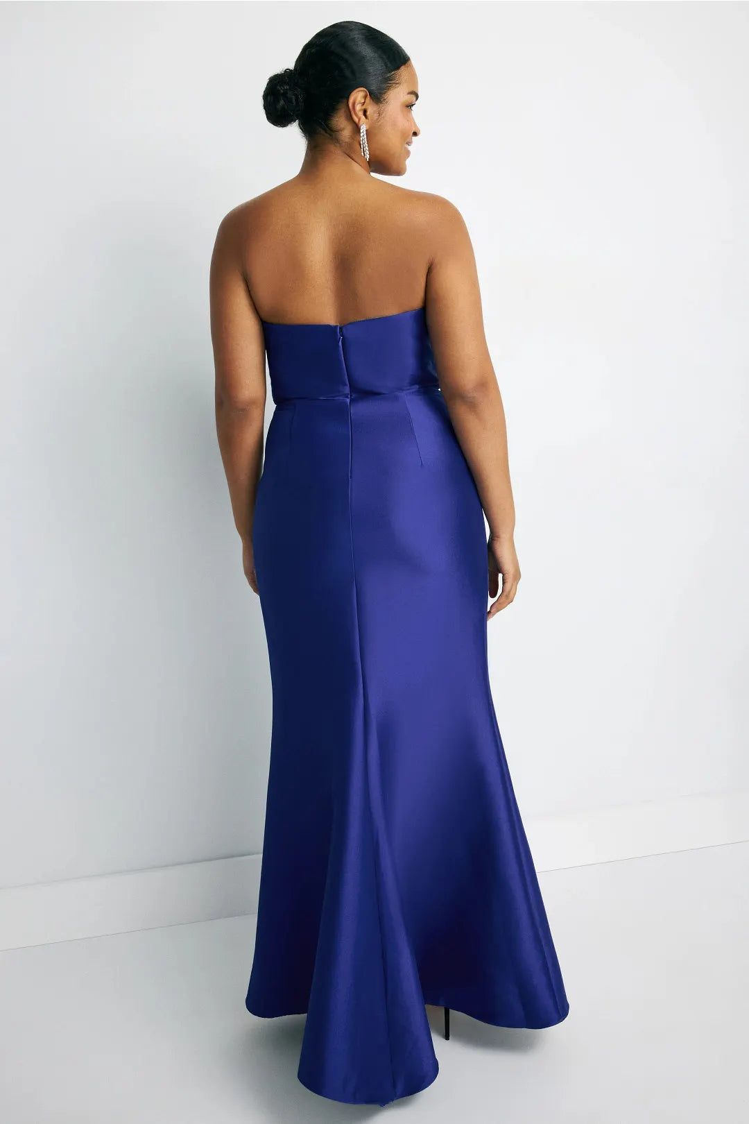 Gorgeous for women Strapless Pleated Bodice Satin Mermaid Maxi Dress Prom Dress