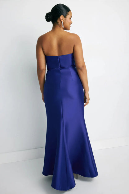 Gorgeous for women Strapless Pleated Bodice Satin Mermaid Maxi Dress Prom Dress