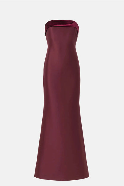 Gorgeous for women Strapless Velvet-Accent Satin Mermaid Maxi Dress Prom Dress