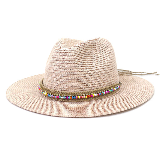 Beaira Pink Panama Hat Womens Sun Hat Straw Beach Fedora Summer Hat Wide Brim Sombreros
