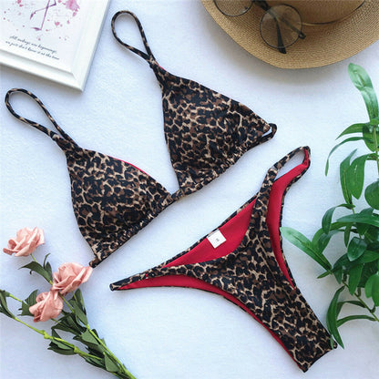Beaira Women Summer Bikini Set Biquinis Sexy Animal Leopard Printed Bandage Padded Bra Swimsuit Bathing Suit Beach Swimwear