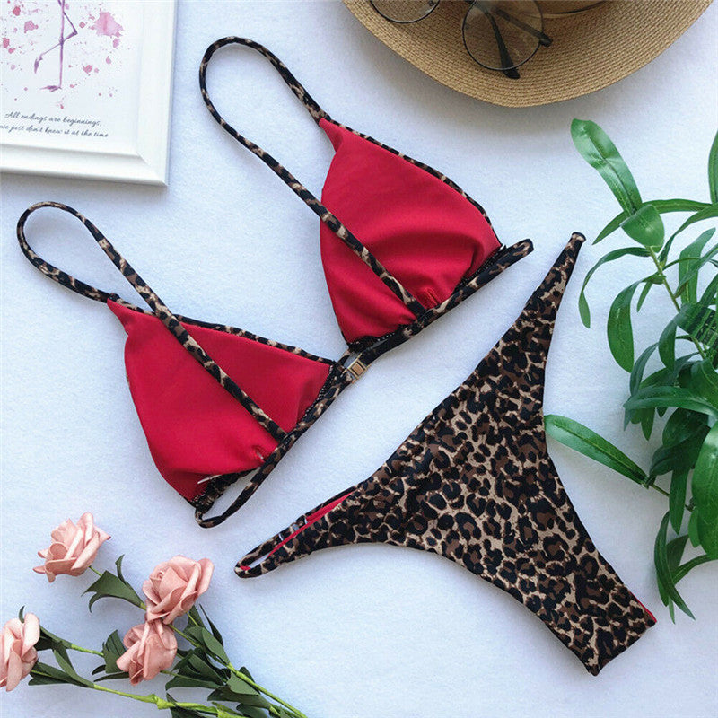 Beaira Women Summer Bikini Set Biquinis Sexy Animal Leopard Printed Bandage Padded Bra Swimsuit Bathing Suit Beach Swimwear