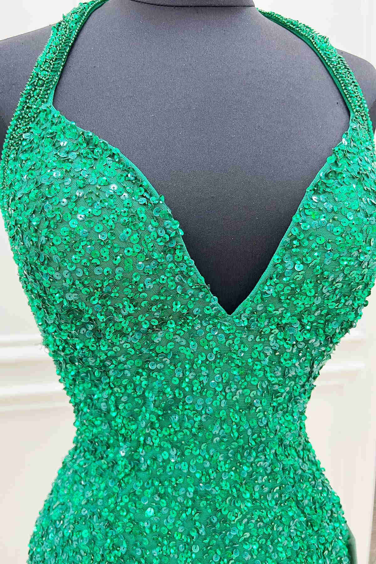 Halter Bodycon Sequin Short Unique Homecoming Dresses with Tassel