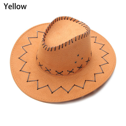 Beaira Western Cowboy Hat for Men Women Kids Fedora Outdoor Wide Brim Faux Leather Summer Wide Brim Beach Travel Cap Black White Pink