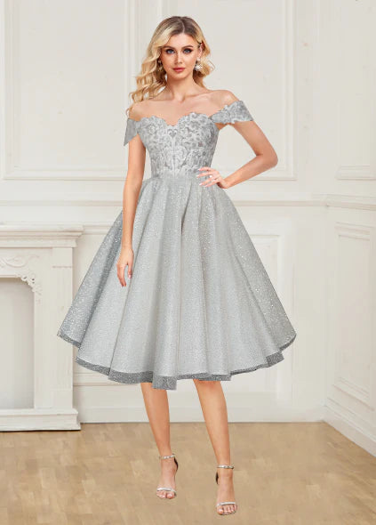 Homecoming Dresses A-Line Off-The-Shoulder Lace Applique