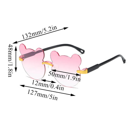 Beaira Hot Sale!Children Cute Cartoon Bear Shape Sunglasses Boy Girls Summer Anti-UV UV400 Rimless Sun Glasses Kids Outdoor Sun Glasses