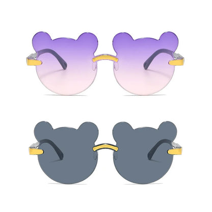 Beaira Hot Sale!Children Cute Cartoon Bear Shape Sunglasses Boy Girls Summer Anti-UV UV400 Rimless Sun Glasses Kids Outdoor Sun Glasses
