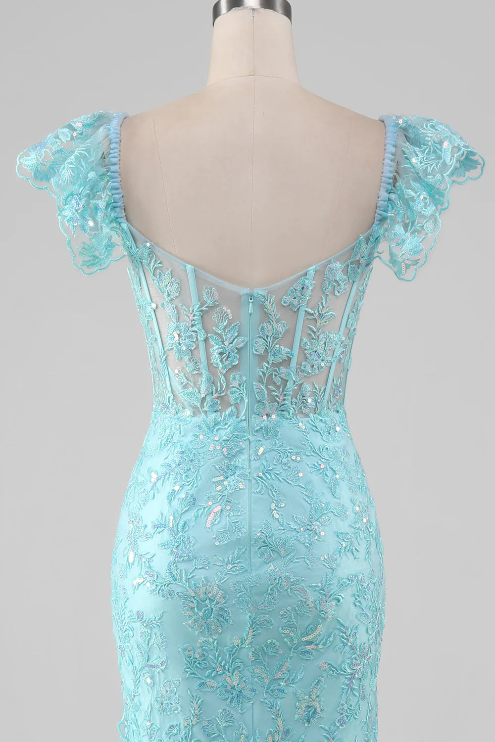 Off the Shoulder Lace and Sequin Mermaid Prom Dress with Slit