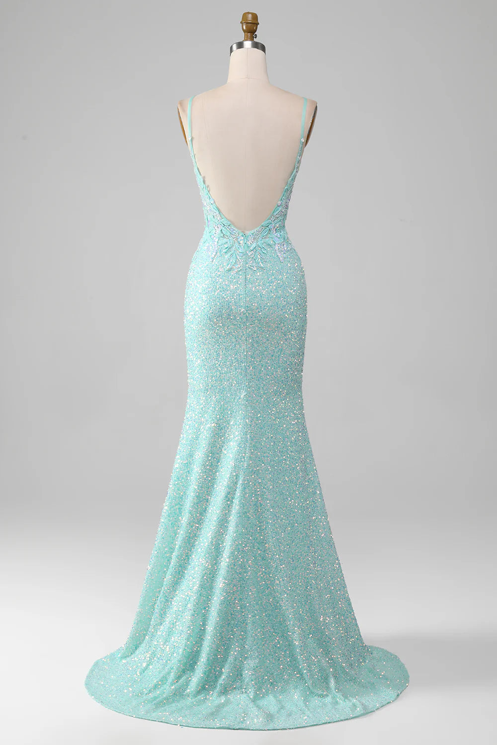 Beaira Sequins Light Green Sparkly Mermaid Prom Dress with Slit