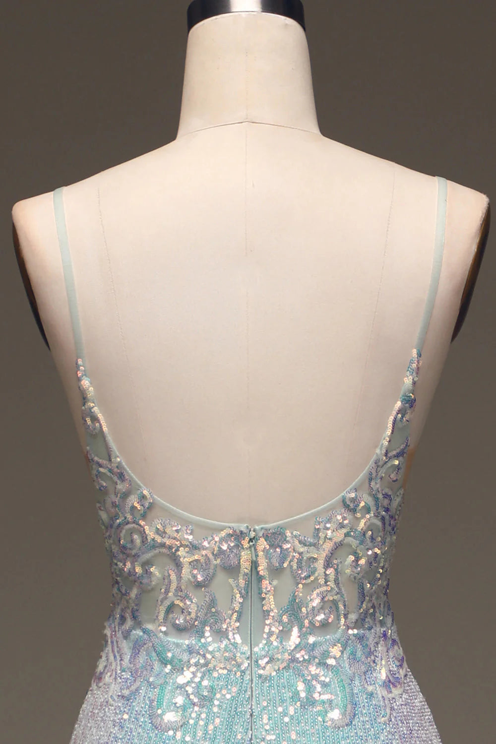 Beaira Sparkly Mermaid Grey Blue Prom Dress with Slit