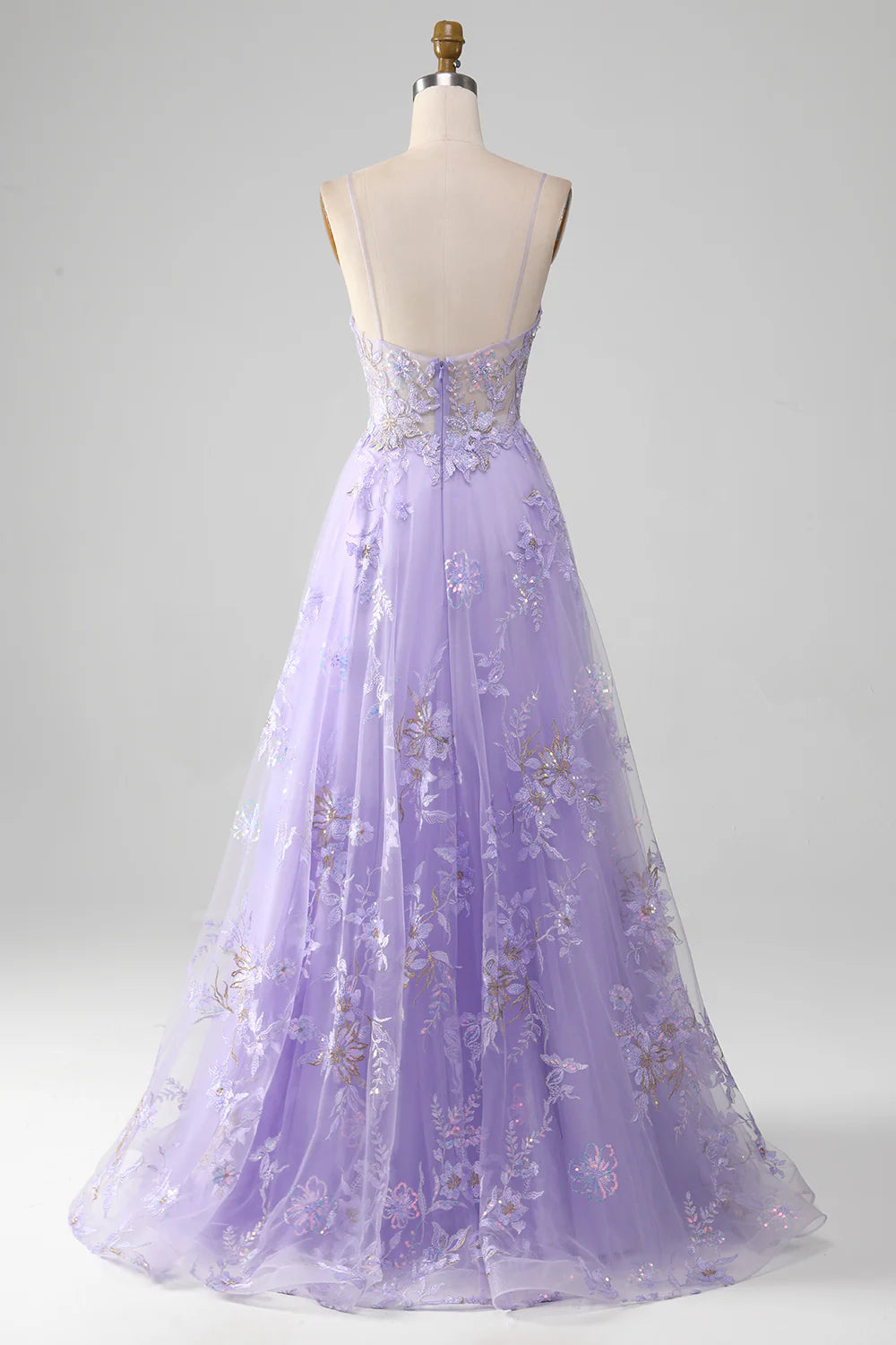 Beaira A-Line Sequins Purple Prom Dress with Embroidery