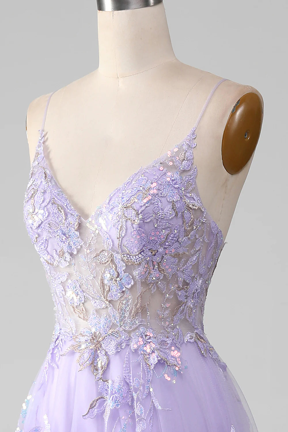 Beaira A-Line Sequins Purple Prom Dress with Embroidery