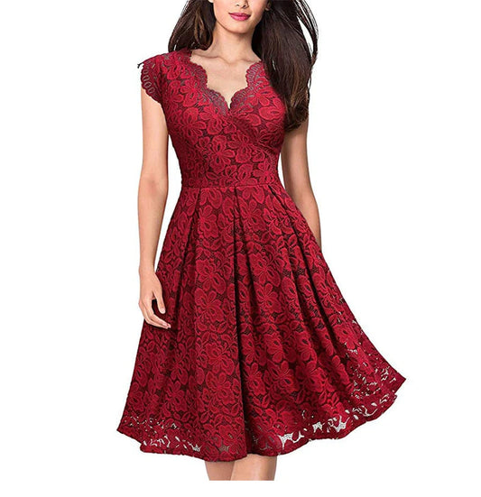 Lace Cocktail Dress Vintage Bridesmaid Short A-Line Evening Dresses