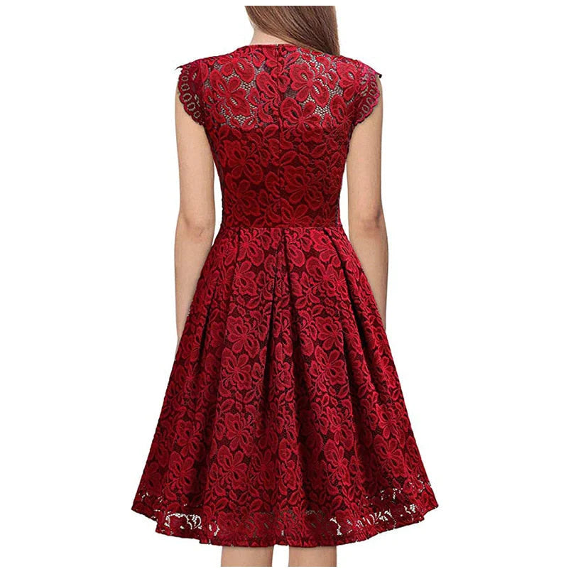 Lace Cocktail Dress Vintage Bridesmaid Short A-Line Evening Dresses
