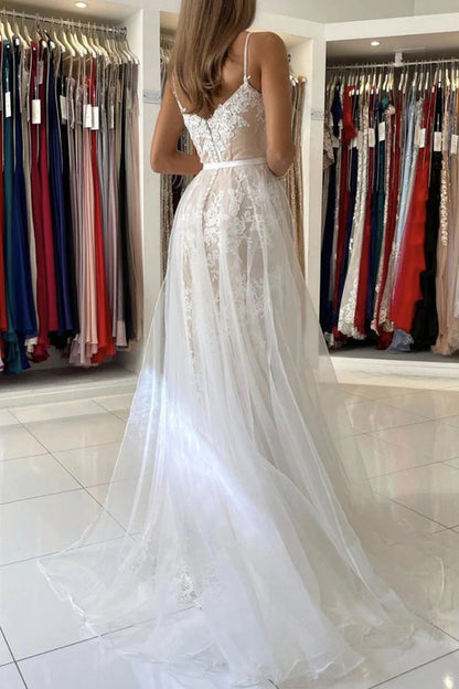 Lace Mermaid Unique Sweetheart Spaghetti Straps Tulle Sexy Prom Dresses