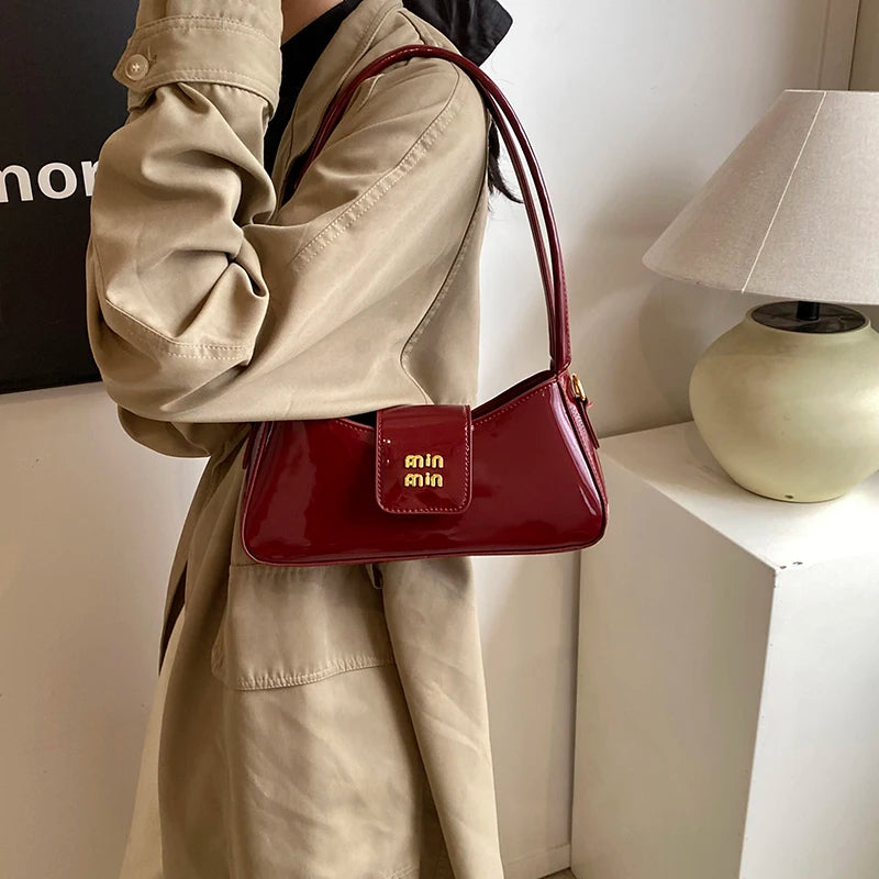 Beaira Light Luxury High-end Patent Leather Ladies Shoulder Bag New PU Leather Women Tote Bag Underarm Handbag Crossbody Purse
