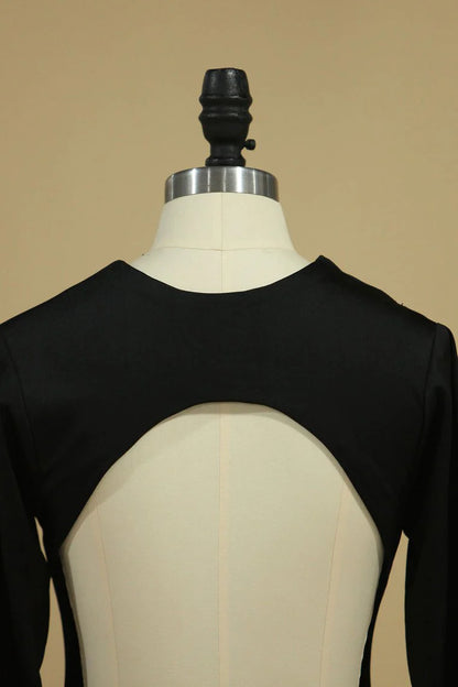 Long Sleeve Party Dresses Sheath Backless Black