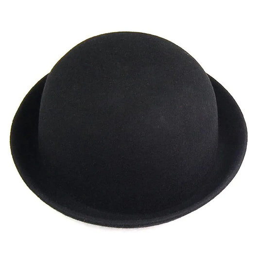 Beaira Melon Bowler Hat Felt Hat Chaplin Hat Riding Hat (Black)