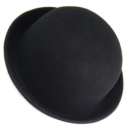 Beaira Melon Bowler Hat Felt Hat Chaplin Hat Riding Hat (Black)