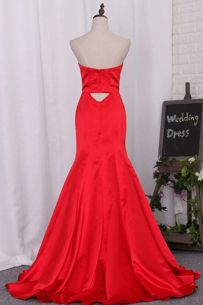 Mermaid Party Dresses Sweetheart Satin Floor Length