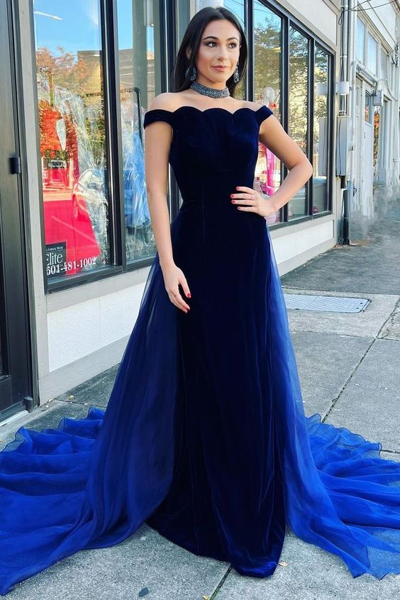 Mermaid Velvet Off The Shoulder Pageant Prom Dress