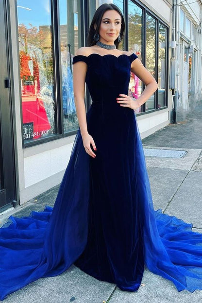Mermaid Velvet Off The Shoulder Pageant Prom Dress
