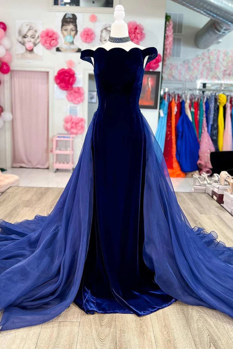 Mermaid Velvet Off The Shoulder Pageant Prom Dress