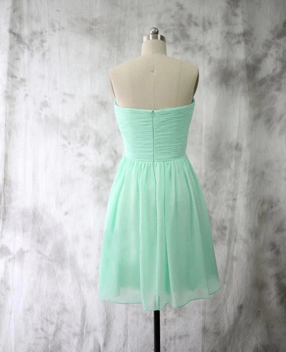 Mint Chiffon Party Dresses Short Bridesmaid Dresses